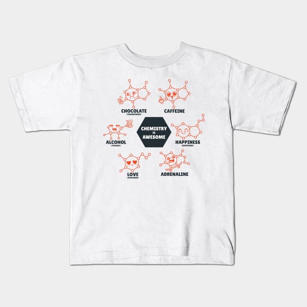 "Chemistry is Awesome" Cute Molecules Kids T-Shirt by HiFi Tees